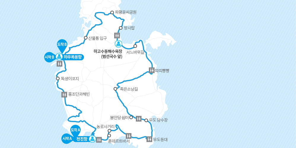 제주 올레길 1-1코스 우도 전체 경로 지도